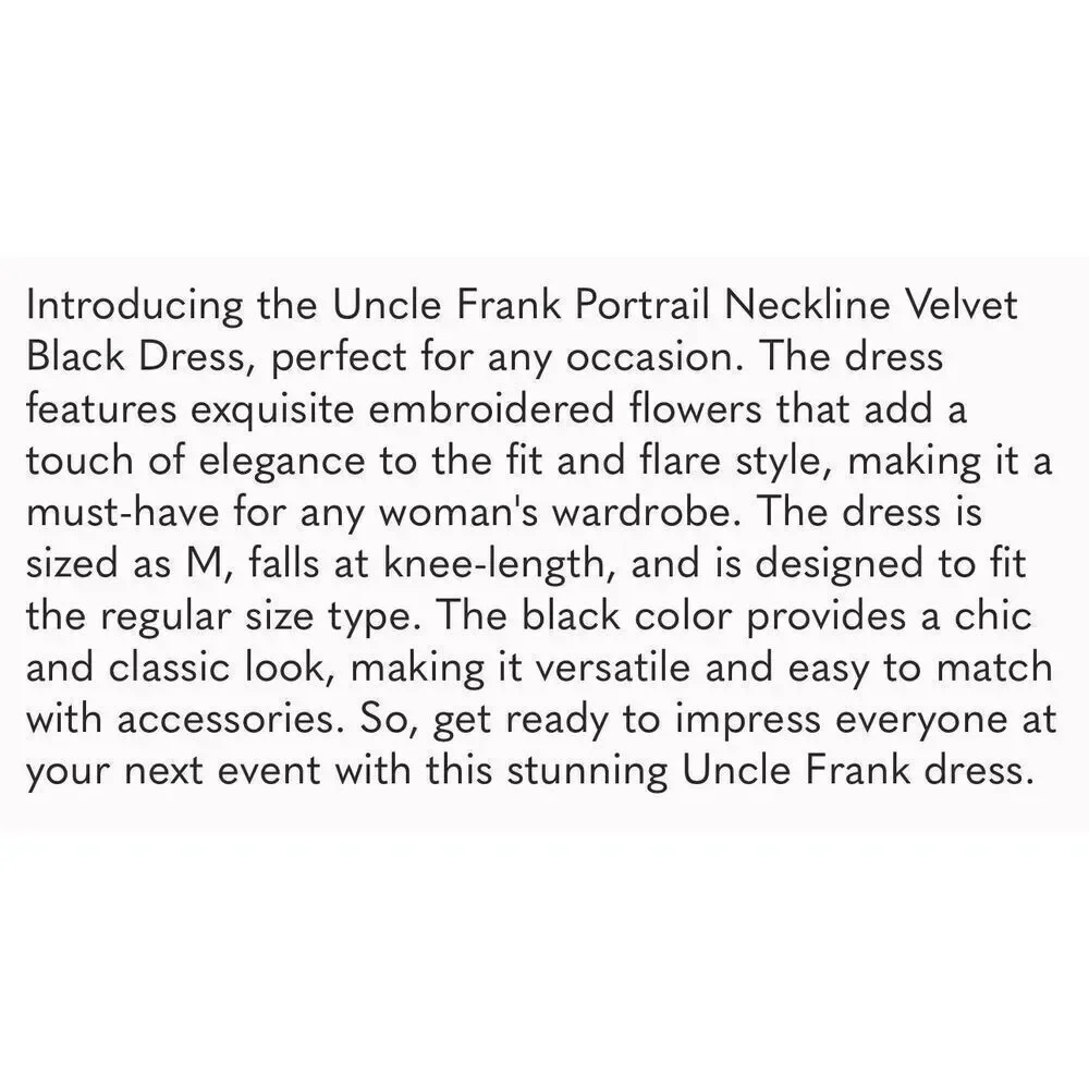 Uncle Frank Anthropologie sz S dress black velvet embroidered